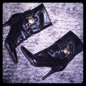 GUCCI Black Patent Leather High Heel Boots